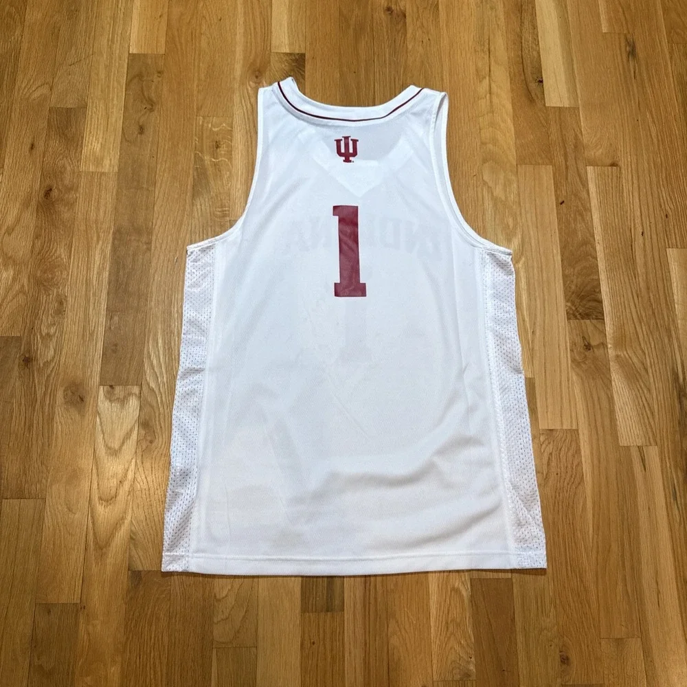 New Indiana Hoosiers Basketball White Home Adidas Swingman Jersey #1 Men's Med